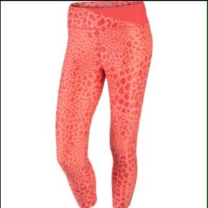 Nike Dri-Fit Leopard Capri Pant Coral/Red Color